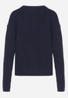 Granatowy Sweter z Domieszką Wełny Parizia