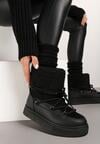 Czarne Śniegowce na Grubej Podeszwie ze Sznurowaniem i Futerkiem Izantea