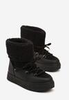 Czarne Śniegowce na Grubej Podeszwie ze Sznurowaniem i Futerkiem Izantea