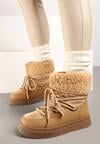 Brązowe Śniegowce na Grubej Podeszwie ze Sznurowaniem i Futerkiem Izantea