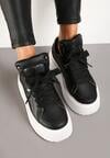 Czarne Sneakersy na Grubej Podeszwie z Podwójnym Sznurowaniem Weriella