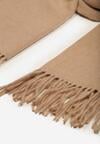 Beżowy Szalik z Bawełną i Wiskozą Ozdobiony Frędzlami Siadortia