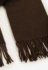 Ciemnobrązowy Szalik z Bawełną i Wiskozą Ozdobiony Frędzlami Siadortia