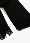 Czarny Szalik z Bawełną i Wiskozą Ozdobiony Frędzlami Siadortia