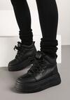 Czarne Sneakersy na Platformie Ocieplane Futrem Leanelitia