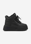 Czarne Sneakersy na Platformie Ocieplane Futrem Leanelitia