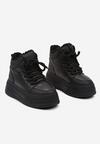 Czarne Sneakersy na Platformie Ocieplane Futrem Leanelitia
