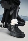 Czarne Sneakersy na Grubej Podeszwie Ocieplane Futerkiem Leandria