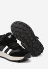 Czarne Płaskie Ocieplane Buty Sportowe Sneakersy Ozdobione Paskami i Gumkami Fezirina