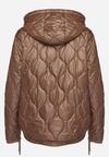 Brązowa Kurtka z Ozdobnymi Przeszyciami Odpinanym Kapturem i Ściągaczami u Dołu Jackinita