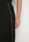 Czarne Szerokie Spodnie High Waist Ozdobione Kieszeniami Zinnoria