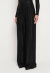 Czarne Szerokie Spodnie z Wiskozy z Wysokim Stanem Hetissa