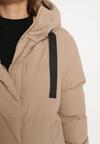 Ciemnobeżowa Kurtka Pikowana z Kapturem Vertigara