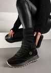 Czarne Sneakersy z Imitacji Zamszu Mocno Ocieplane Futrem Metarilea