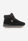 Czarne Sneakersy z Imitacji Zamszu Mocno Ocieplane Futrem Metarilea