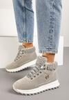 Szare Sneakersy z Imitacji Zamszu Mocno Ocieplane Futrem Metarilea