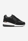 Czarne Sneakersy na Koturnie Ozdobione Suwakiem Mialara