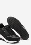 Czarne Sneakersy na Koturnie Ozdobione Suwakiem Mialara