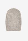 Szara Prążkowana Czapka Beanie z Wiskozy Enalwenna