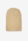Beżowa Prążkowana Czapka Beanie z Wiskozy Enalwenna
