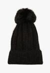 Czarna Czapka z Prążkowanego Materiału z Pomponem Vamieska