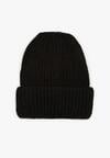 Czarna Prążkowana Czapka Beanie z Wiskozą i Metaliczną Nicią Temiala