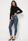 Niebieskie Jeansy Skinny Push Up z Wiązanym Paskiem Senamia