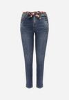 Niebieskie Jeansy Skinny Push Up z Wiązanym Paskiem Senamia