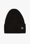 Czarna Czapka z Angorą w Stylu Beanie Ozdobiona Aplikacją Delarielis