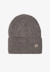 Szara Czapka z Angorą w Stylu Beanie Ozdobiona Aplikacją Delarielis