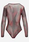 Bordowe Dopasowane Body Longsleeve z Siateczkowego Materiału z Wiskozą Listaria