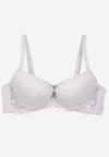 Biały Biustonosz Push Up Ozdobiony Koronką Temavessa