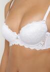 Biały Biustonosz Push Up Ozdobiony Koronką Temavessa