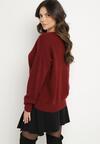 Bordowy Sweter z Bawełną Oversize Yorate