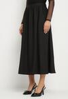 Czarna Rozkloszowana Spódnica z Wiskozą Jenneva