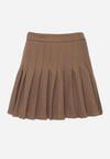 Brązowe Wiskozowe Spódnico-Spodenki High Waist z Plisami Annelin