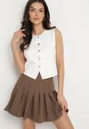 Brązowe Wiskozowe Spódnico-Spodenki High Waist z Plisami Annelin