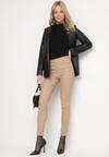 Ciemnobeżowe Modelujące Spodnie Skinny z Imitacji Skóry Natividade