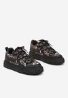 Czarne Sneakersy z Panterkowym Wzorem Calidi