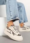 Beżowe Sneakersy z Panterkowym Wzorem Calidi