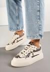 Beżowe Sneakersy z Panterkowym Wzorem Calidi