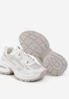 Białe Sneakersy Streetwearowe na Grubej Podeszwie Zdobione Brokatem Felanwea