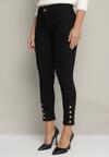 Czarne Jeansy Skinny z Efektem Push Up Ozdobione Guzikami Zolvila