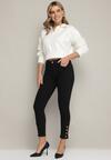 Czarne Jeansy Skinny z Efektem Push Up Ozdobione Guzikami Zolvila