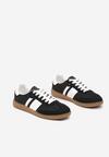 Czarne Sneakersy Tenisówki z Ozdobnymi Paskami Nelidi