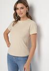 Beżowy Klasyczny T-shirt z Bawełny Lorali