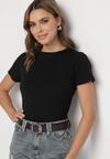 Czarny Klasyczny T-shirt z Bawełny Lorali