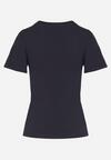 Granatowy Klasyczny T-shirt z Bawełny Lorali