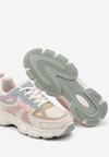 Beżowo-Różowe Sneakersy na Grubej Podeszwie z Tłoczeniami Fellira