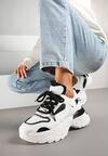 Biało-Czarne Sneakersy na Grubej Podeszwie z Tłoczeniami Lilasea